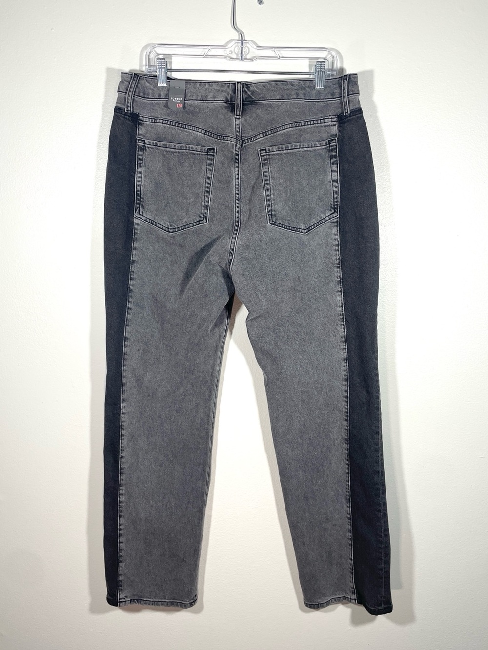 Torrid High-Rise Straight Colorblock Jeans NWT Black & Gray Two-Tone Denim - Picture 2 of 8